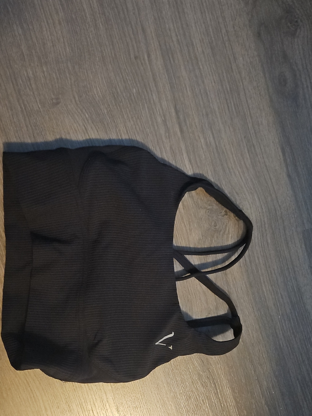 Ribbed Black Strappy Sports Bra - Supportive Everyday Fit